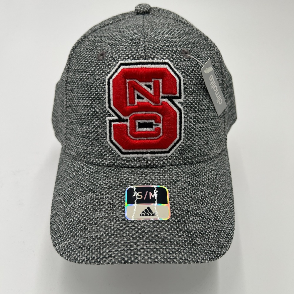 Adidas NC State Wolfpack Climalite Baseball Cap Size S M Gray Red Embroidered
